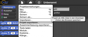 Screenshot Projekt exportieren